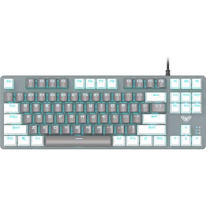 Клавиатура игровая Aula F3287 механическая 87 клавиш USB Blue Switch White/Grey (6948391240688)
