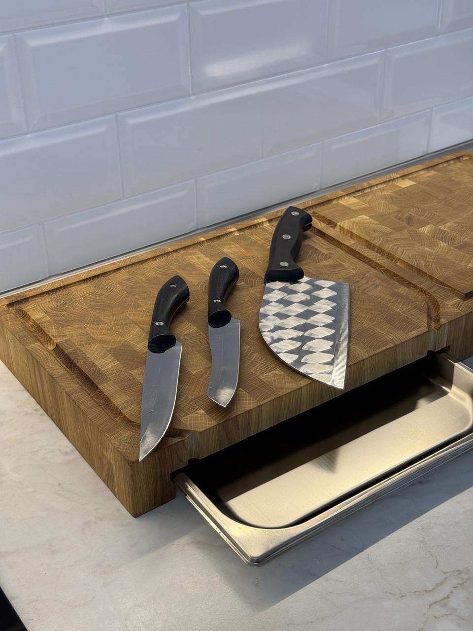 Набір кухонний Gorillas BBQ подвійна торцева дошка з гастроємністю і набором з 3-х ножів (DS64) - фото 2