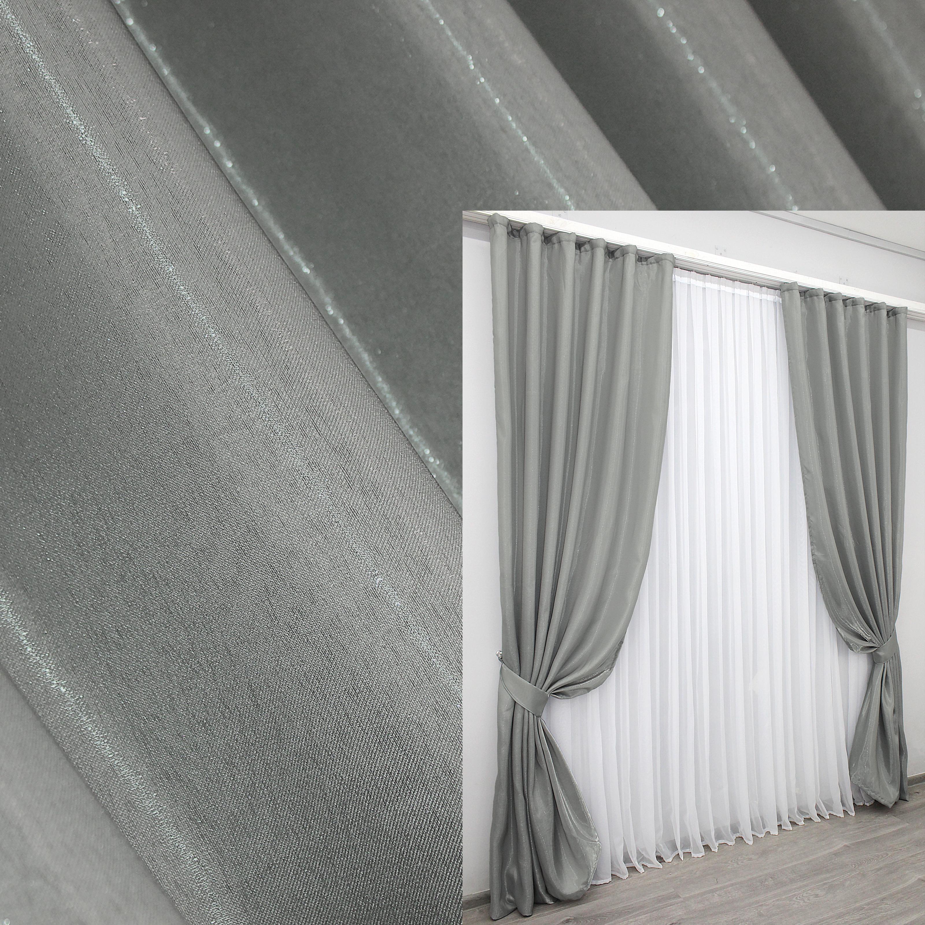 Комплект штор VR-Textil Атлас № 799ш монорей 100х270 см 2 шт. Графитовый (31-204) - фото 2 Комплект штор VR-Textil Атлас № 799ш монорей 100х270 см 2 шт. Графитовый (31-204) - фото 2