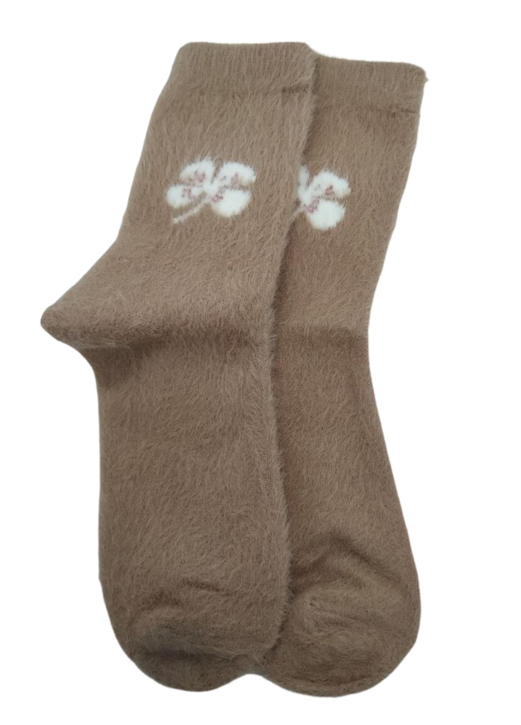 Носки женские теплые с мехом норки Flower 921-01 р. 36-41 1 шт. Пудровый (12562164)