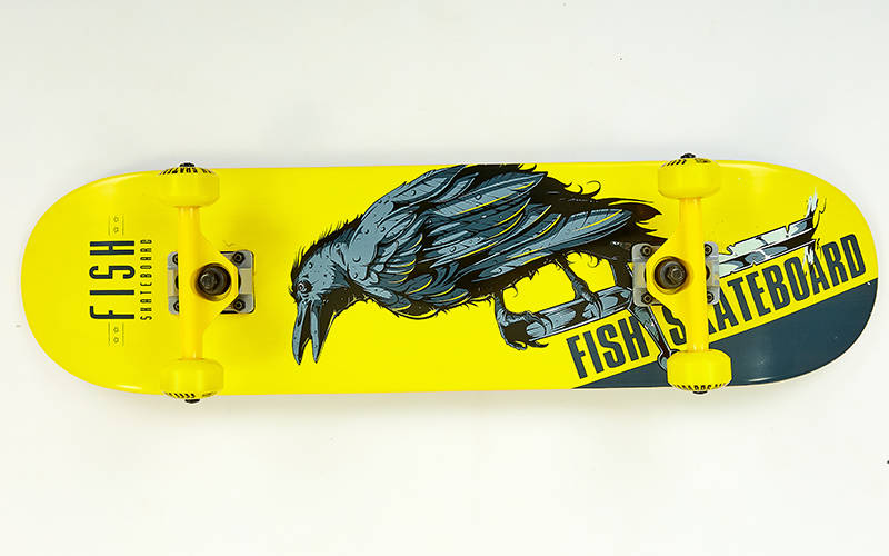 Лонгборд FISH CROW дерев'яний Жовто-чорний (SK-414-8) - фото 3