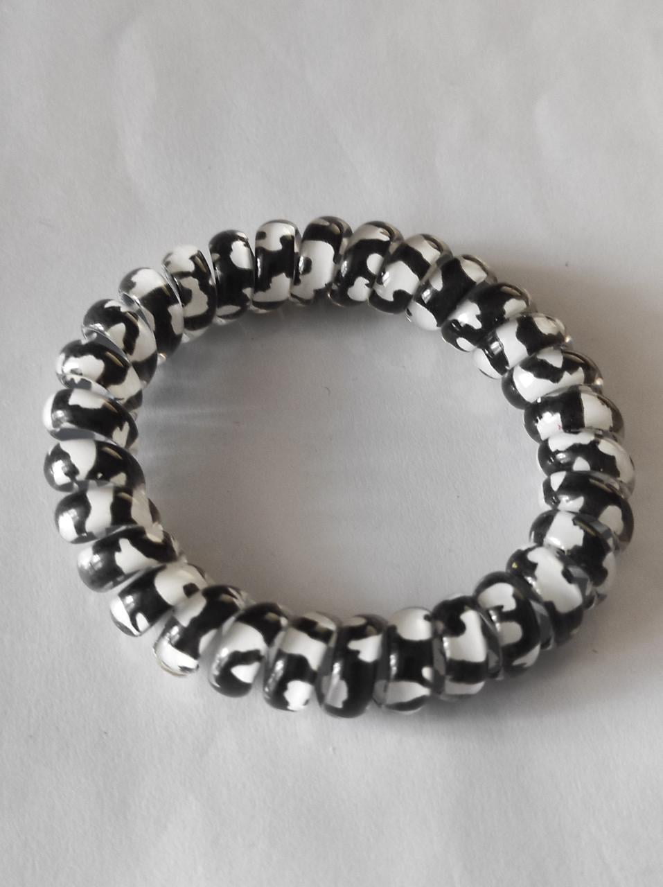 Резинка Спираль толстая с рисунком Далматинец с пятнышками 5,5 см Белый/Черный (52-4-1782-Ч)