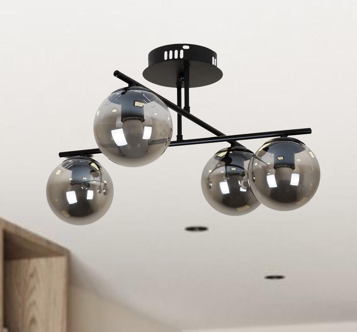 Люстра 4 графитовых плафона Черный (52-9801-4 BK+BK)