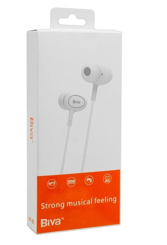Навушники Biva HF-05 Wirred earphones White (14046146)
