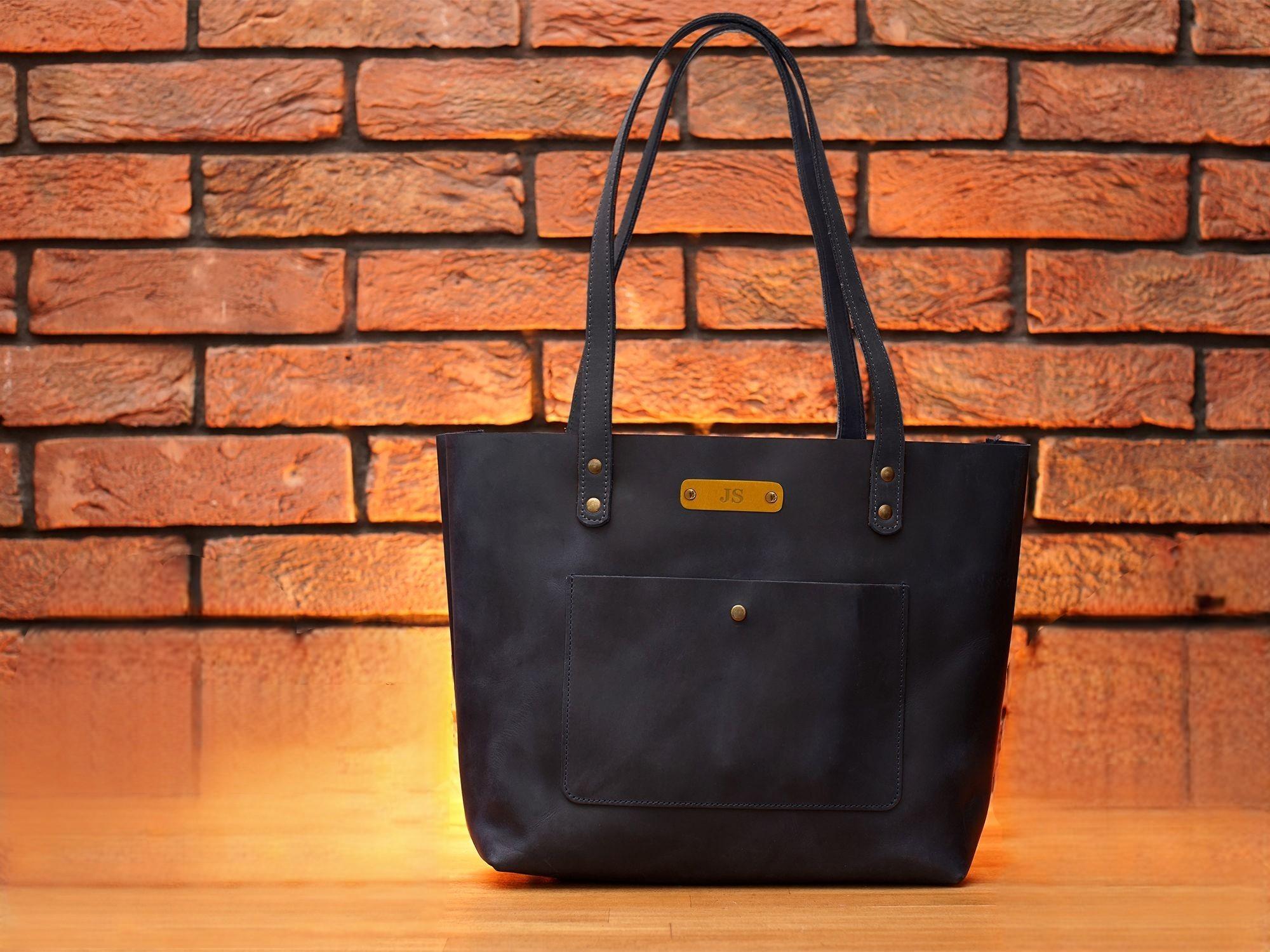 Сумка Tote Crazy однотонна без блискавки L Темно-синій (272)