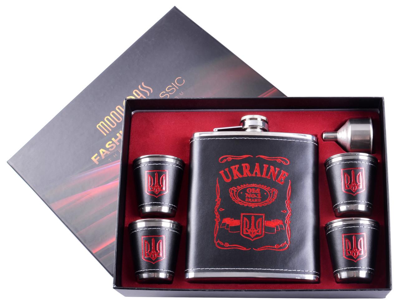 Набор фляга и 4 стопки Ukraine No.7 530 мл нержавеющая сталь Черный