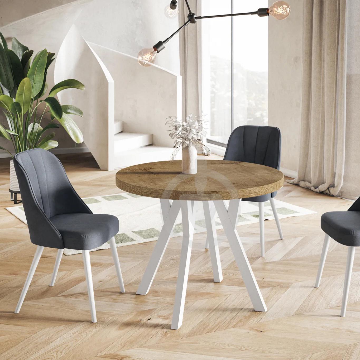 Стіл кухонний круглий RoMax Lite Loft 80 см Горіх Франклін/Білий - фото 2 Стіл кухонний круглий RoMax Lite Loft 80 см Горіх Франклін/Білий - фото 2