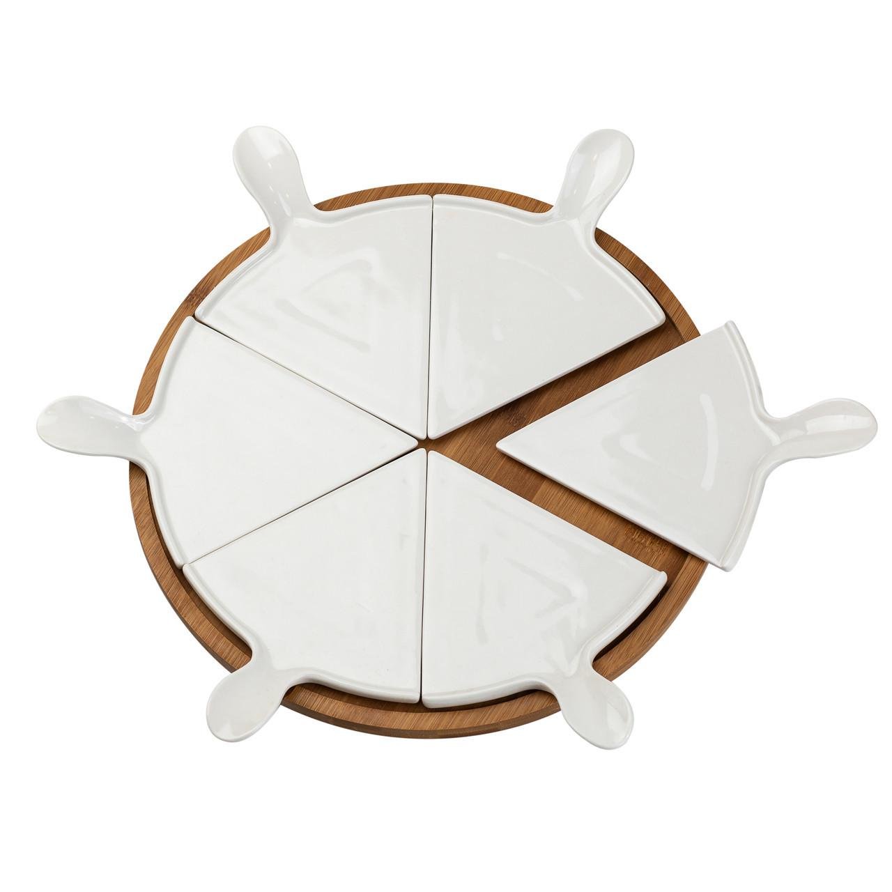 Тарелка для пиццы керамическая HP1248 вращающаяся бамбуковое основание 28 см (A-032729) - фото 3 Тарелка для пиццы керамическая HP1248 вращающаяся бамбуковое основание 28 см (A-032729) - фото 3