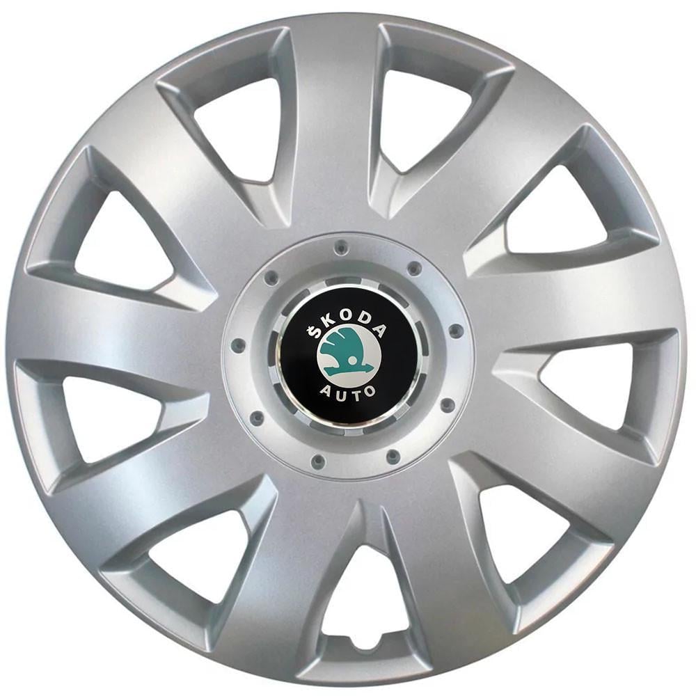 Колпаки SJS с логотипом Skoda 426 R16 4 шт. Зеленый/Серебряный (31006284)