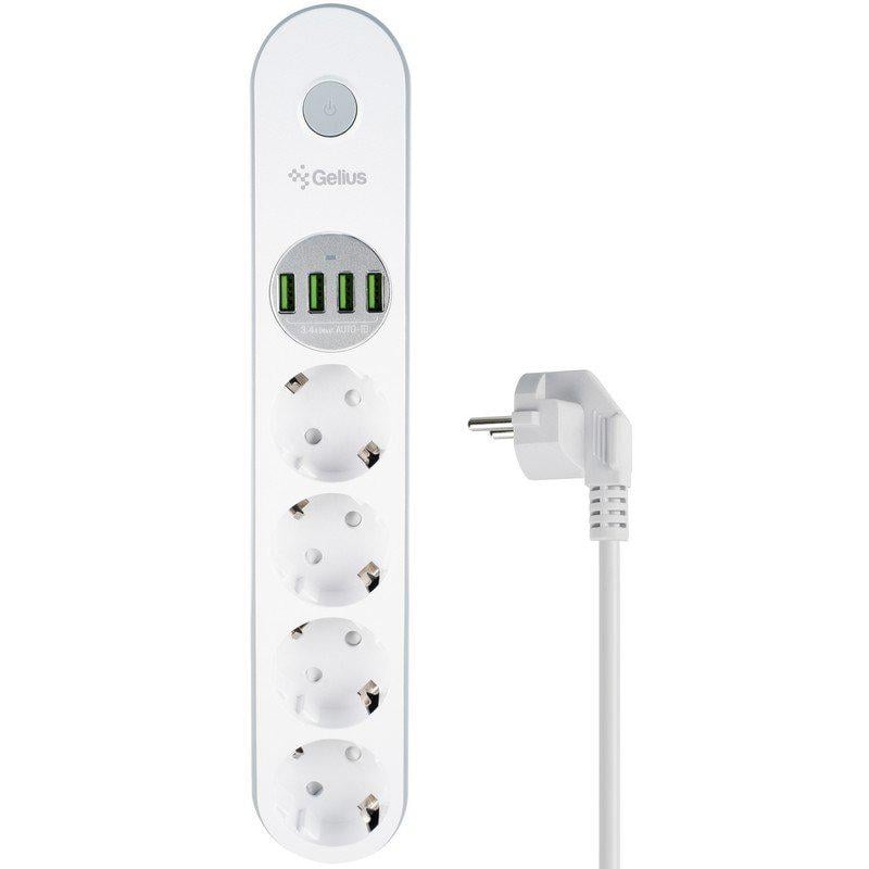Фильтр сетевой Gelius G-Power GP-PS-001 4-220V/4 USB порта 3,4A 2 м White (58011) - фото 8 Фильтр сетевой Gelius G-Power GP-PS-001 4-220V/4 USB порта 3,4A 2 м White (58011) - фото 8