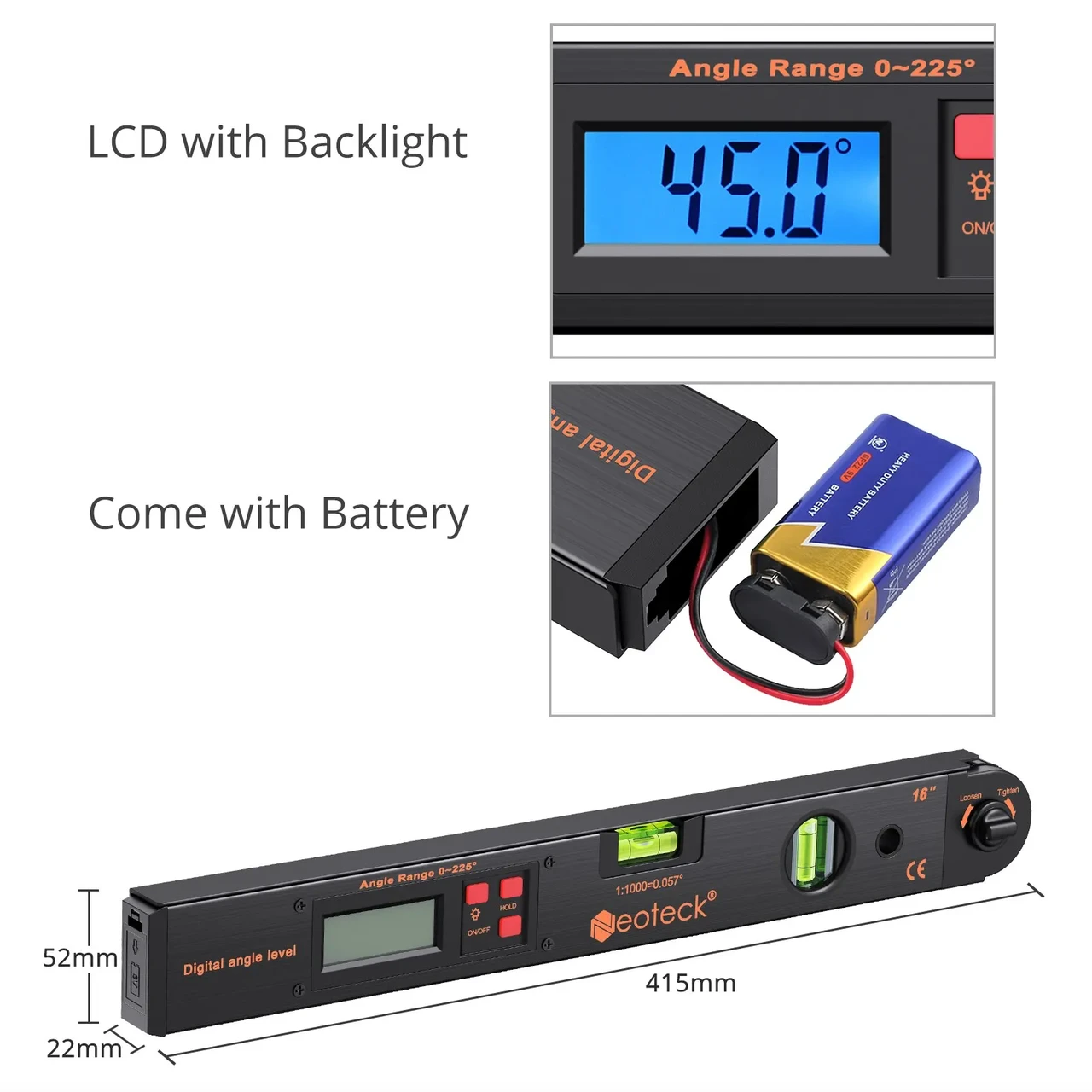 Кутомір цифровий електронний Neoteck NTK079 400 мм (NTK079) - фото 6 Кутомір цифровий електронний Neoteck NTK079 400 мм (NTK079) - фото 6