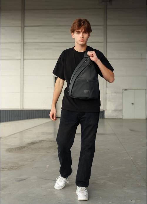 Мужская сумка-слинг Sambag через плечо с перфорацией Черный (8970261034) - фото 4 Мужская сумка-слинг Sambag через плечо с перфорацией Черный (8970261034) - фото 4