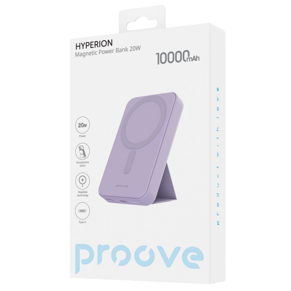 Повербанк Proove Hyperion Magnetic 2в1 зі швидкою зарядкою 10000 mAh 20W Фіолетовий (PBHP15020009) - фото 3