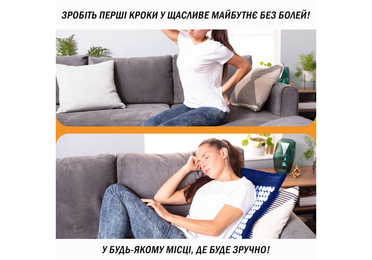 Массажный коврик Easyfit с подушкой аппликатор Кузнецова Синий с белым (EF-2709-BLW) - фото 5
