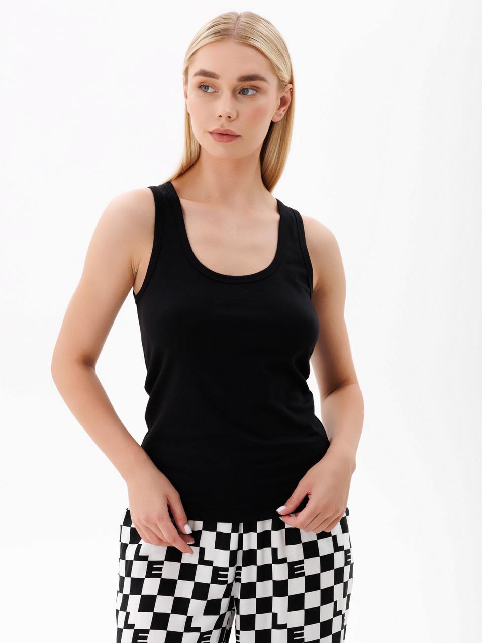 Майка женская Leinle на широких бретелях с полукруглым вырезом модал XL Черный (1727/15006)