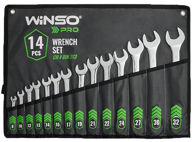 Набір ключів ріжково-накидних WINSO CrV 14 од. чохол (900114)