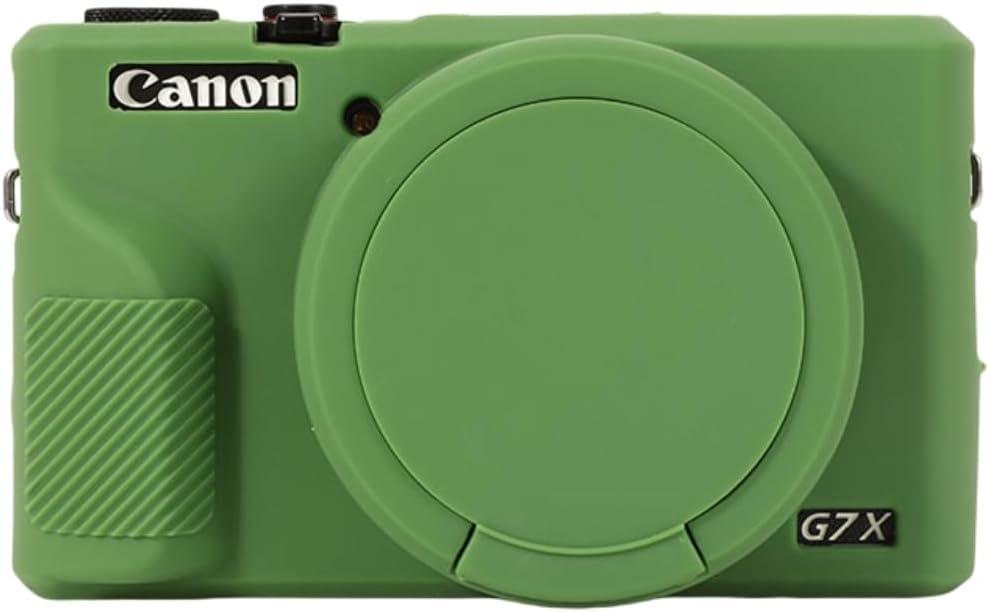 Чехол защитный силиконовый с крышкой для фотоаппаратов Canon G7X Mark III Зеленый