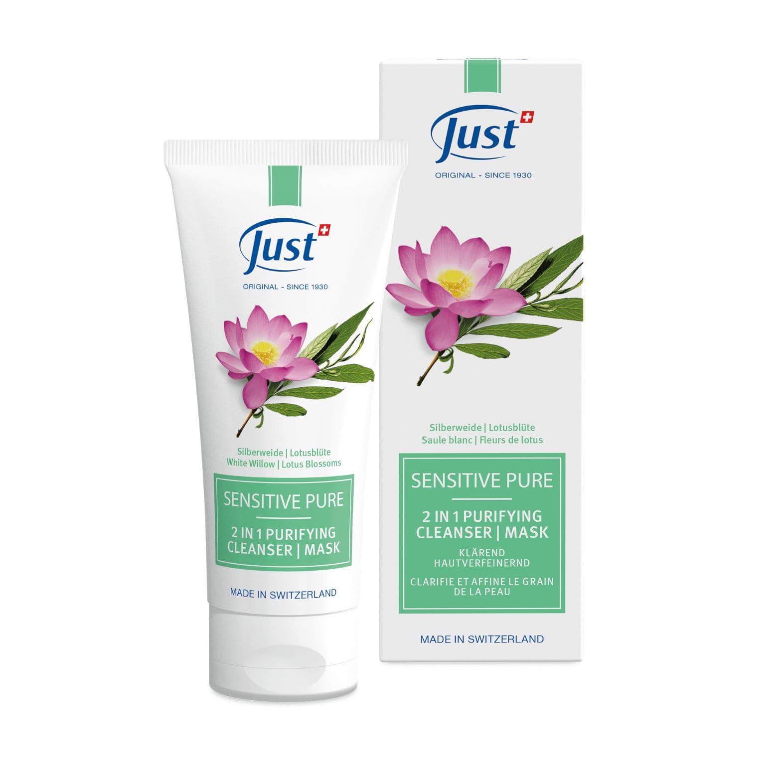 Средство для очищения и маска для кожи против акне JUST Sensitive Pure 2в1 100 мл