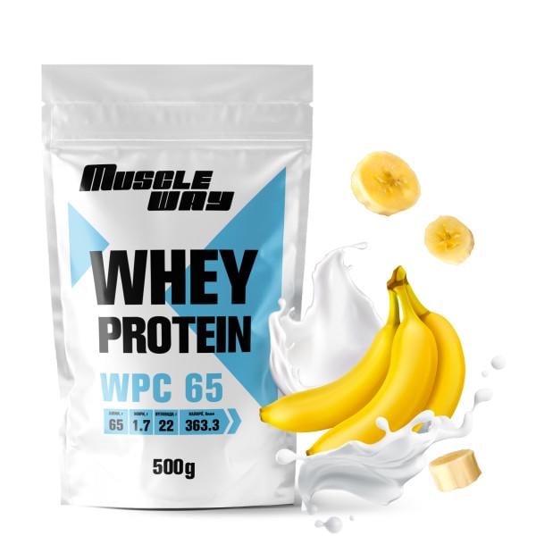 Протеин сывороточный MuscleWay 65% концентрат на 11 порций 500 г Банан (21-125-ksb65-mw-rs500.8)