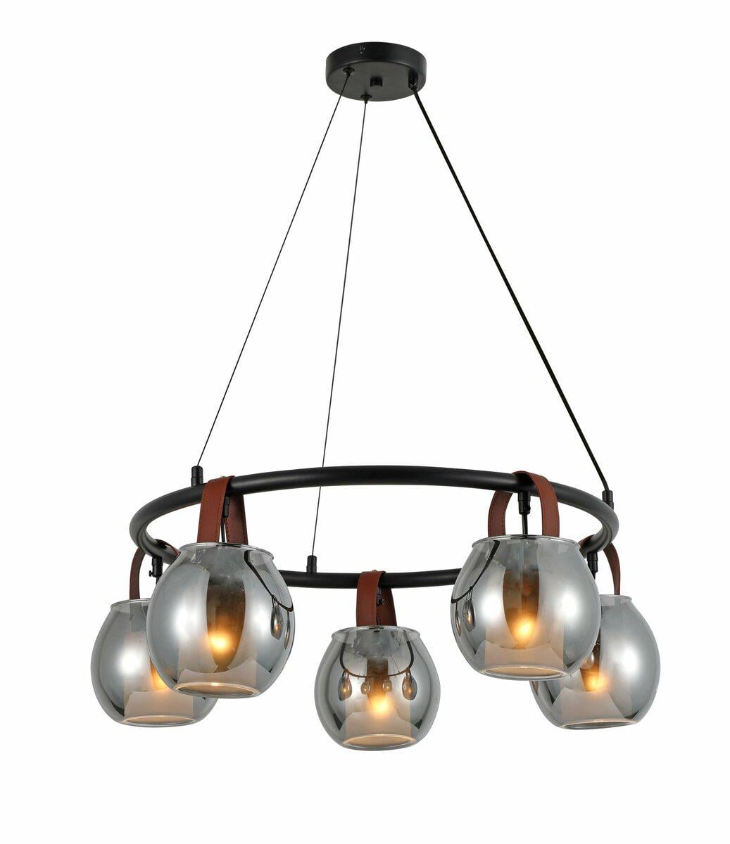 Люстра подвесная в стиле лофт Light House SRS-20407/5 плафон глянцевый серый Черный