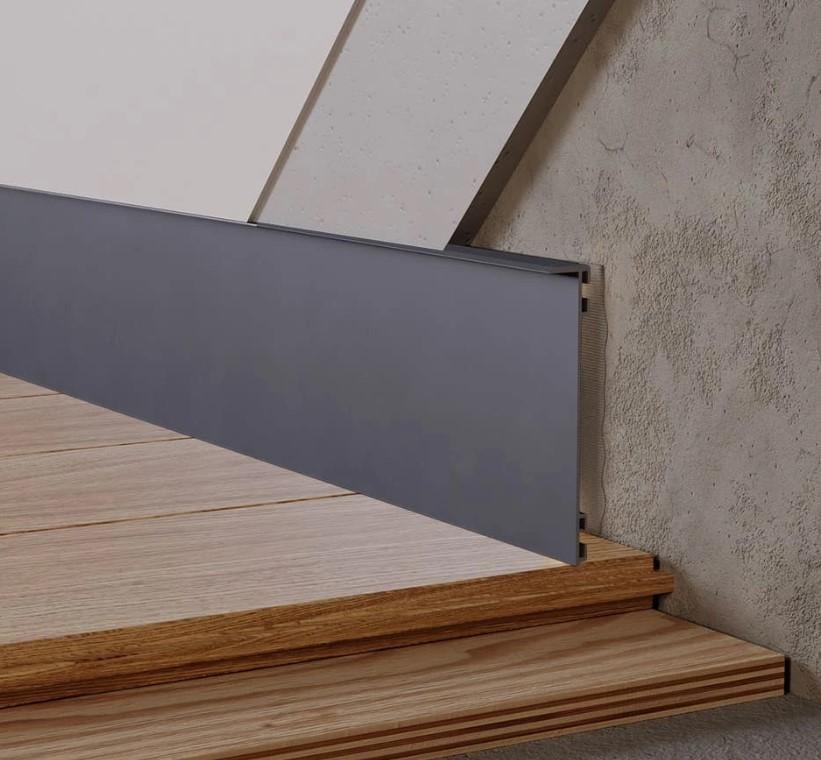 Плинтус алюминиевый скрытого монтажа ALU-S9015 90х15х2700 мм Серый (23261586)