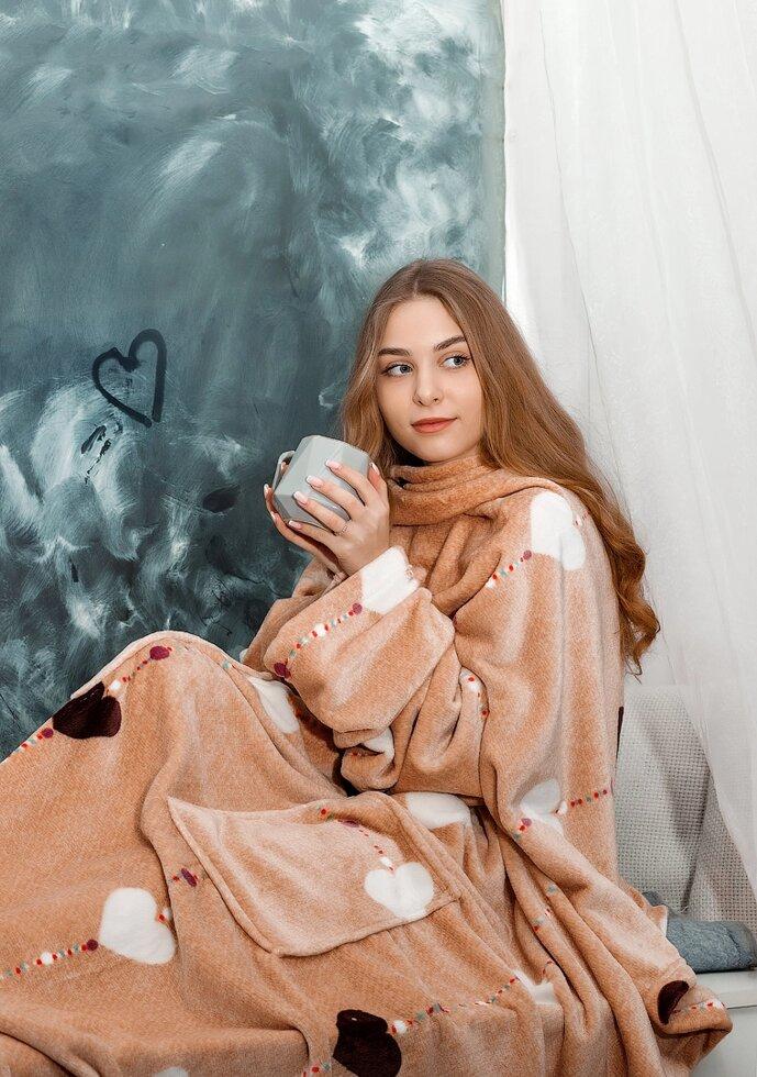 Плед с рукавами и рисунком 1939517843 200x160 см Бежевый (1939517843) - фото 4