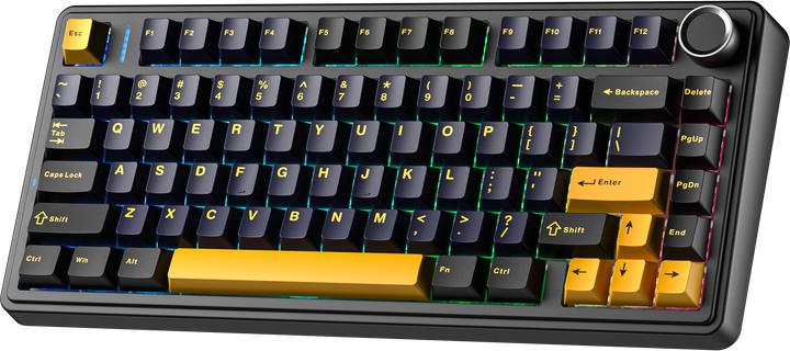 Клавіатура ігрова AULA F75 бездротова механічна із RGB підсвічуванням з підтримкою HOT-SWAP Black/Yellow