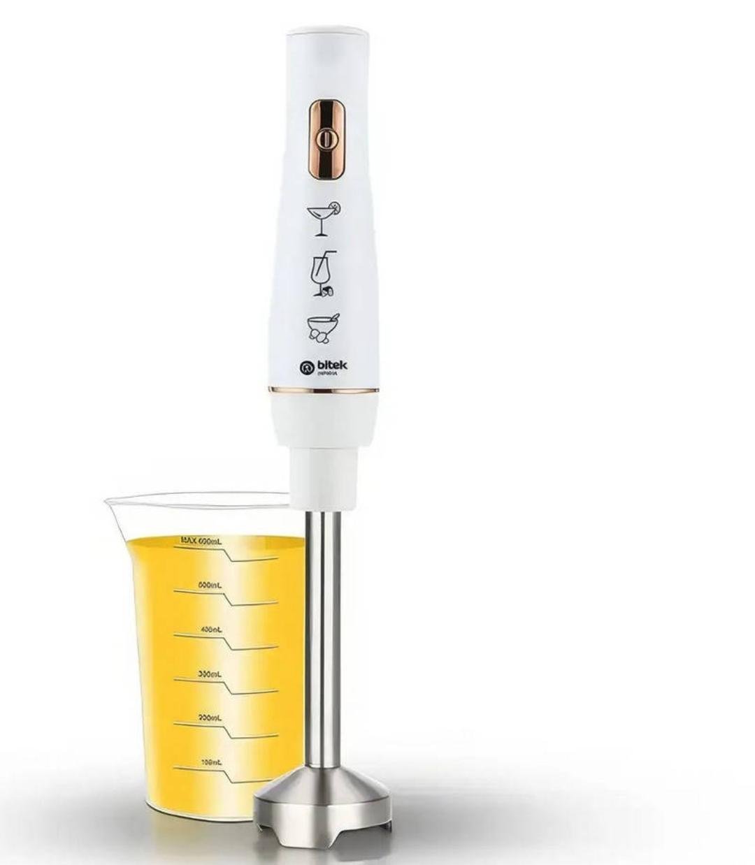 Блендер заглибний ВІТЕК BT-346W ручний з чашею 600 мл 1600 Вт Білий (24213668)