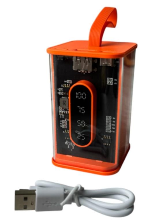 Повербанк з прозорими стінками та світлодіодним дисплеєм 10000 mAh Помаранчевий (2104618813) - фото 9