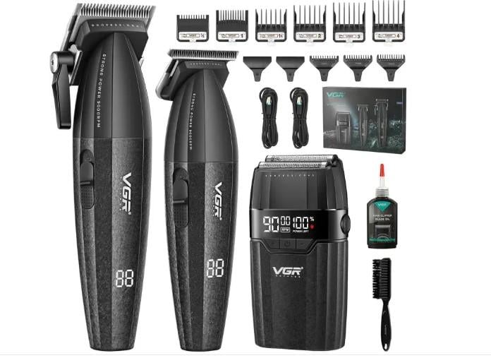 Набор машинок для стрижки VGR V-640s3 Barber combo 3in1 Черный/Серый