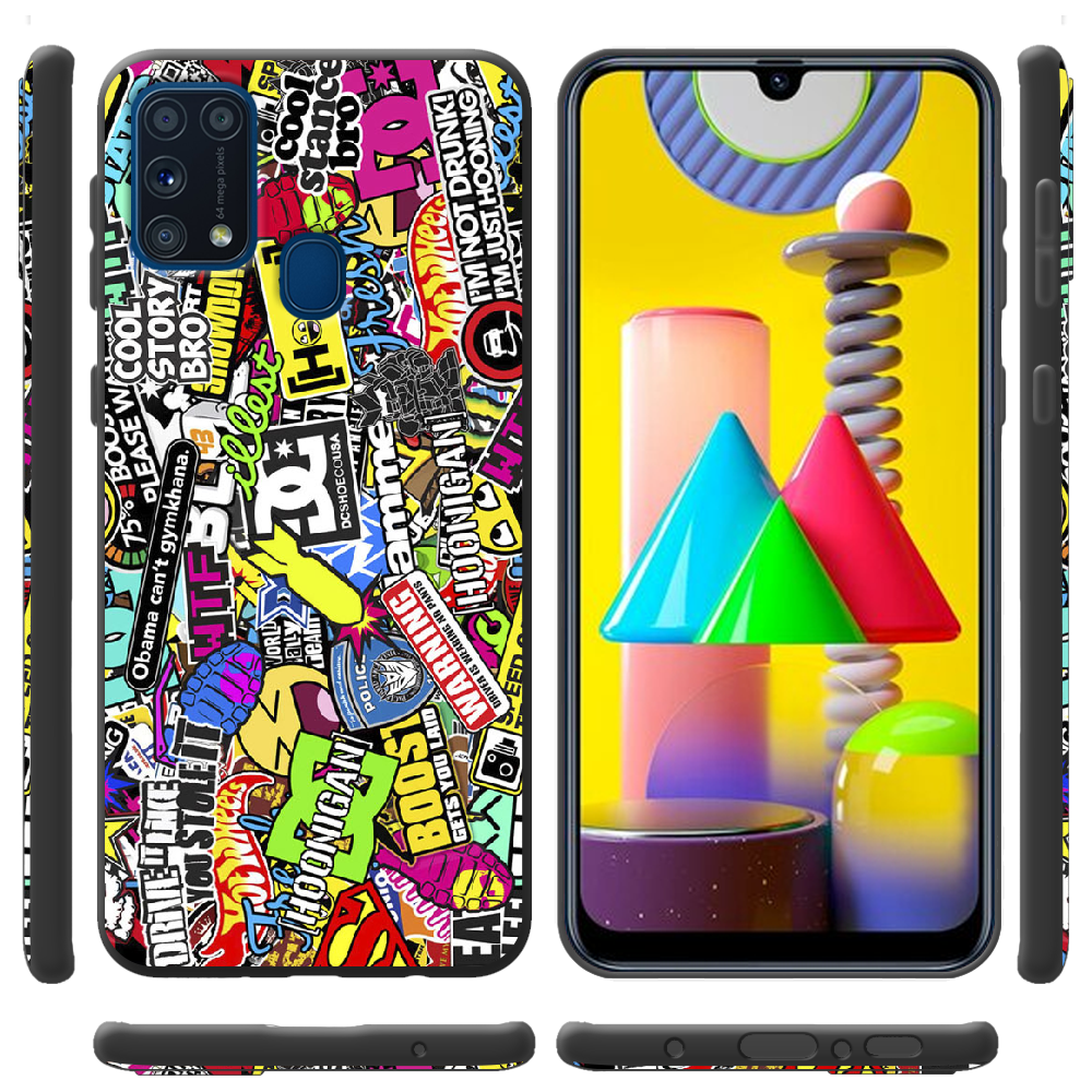 Чехол Boxface Samsung M315 Galaxy M31 Multicolored Inscriptions Черный силикон (39091-up880-39654) - фото 2