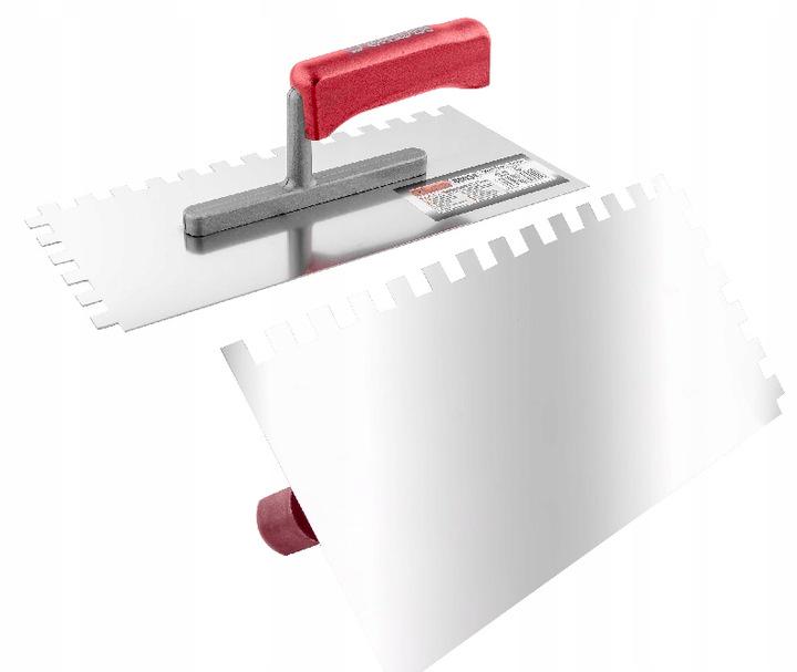 Гладилка из нержавеющей стали PROFI 280х130 мм зубчатая 6х6 мм (C0552) - фото 2 Гладилка из нержавеющей стали PROFI 280х130 мм зубчатая 6х6 мм (C0552) - фото 2