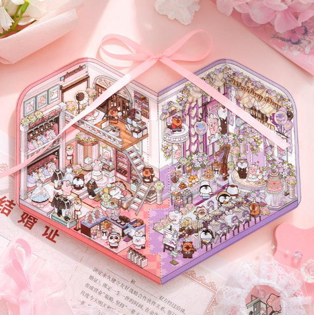 Набор наклеек стикеров румбокс 3D наклейки комната домик Свадьба 2в1 (25-911)