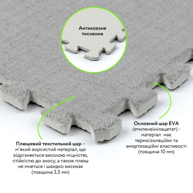 Коврик-пазл плюшевый Sticker Wall SW-00002080 30х30х1 см Светло-серый (27041741) - фото 2 Коврик-пазл плюшевый Sticker Wall SW-00002080 30х30х1 см Светло-серый (27041741) - фото 2