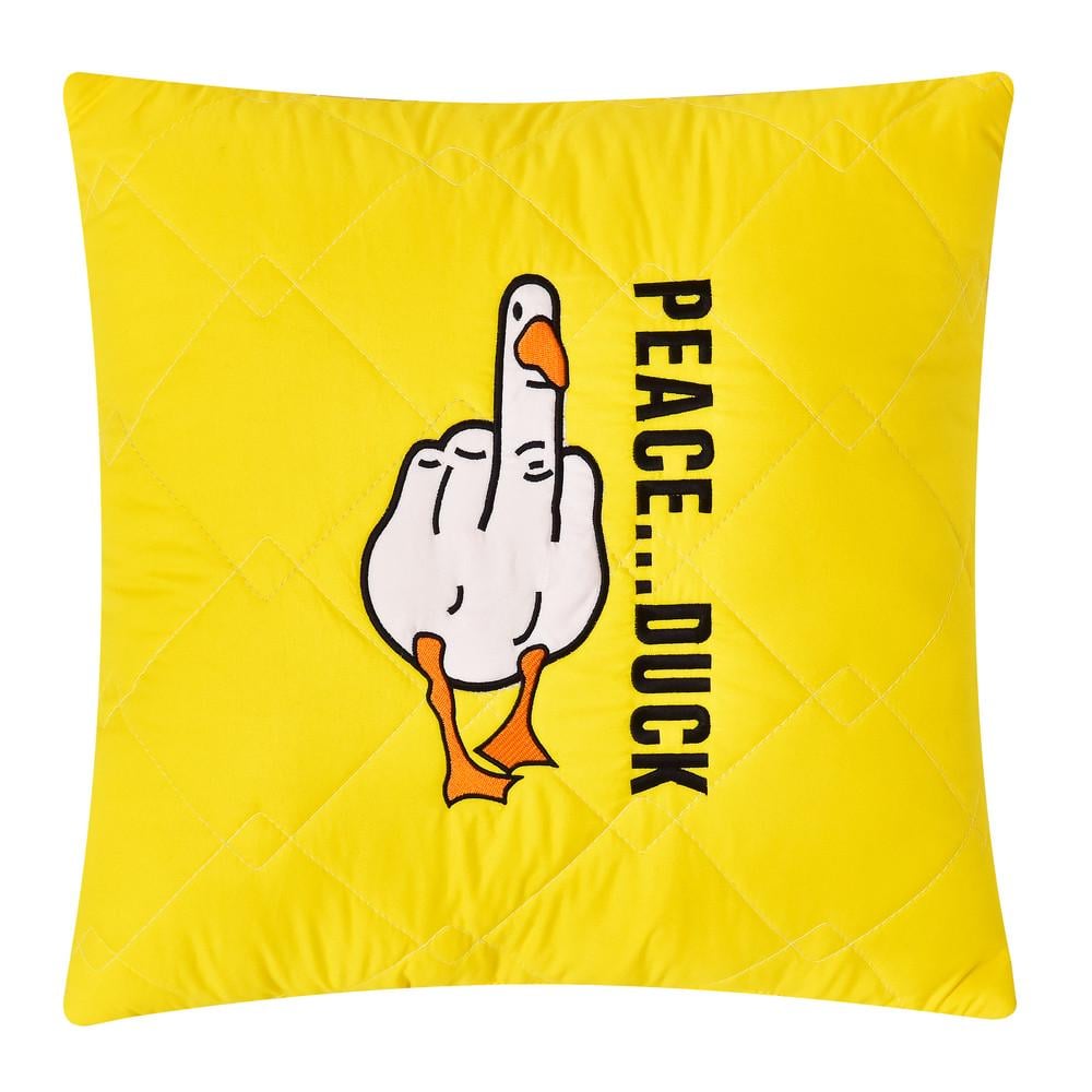 Подушка декоративна IDEIA PEACE... DUCK бойовий гусак з вишивкою 40х40 см Жовтий (23441)