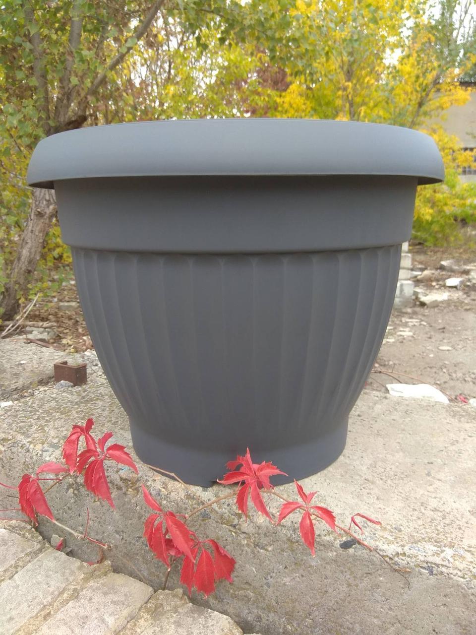 Горшок для цветов Form-Plastic Дона круглый 33 л 45х35 см Антрацитовый (7752762943) - фото 4