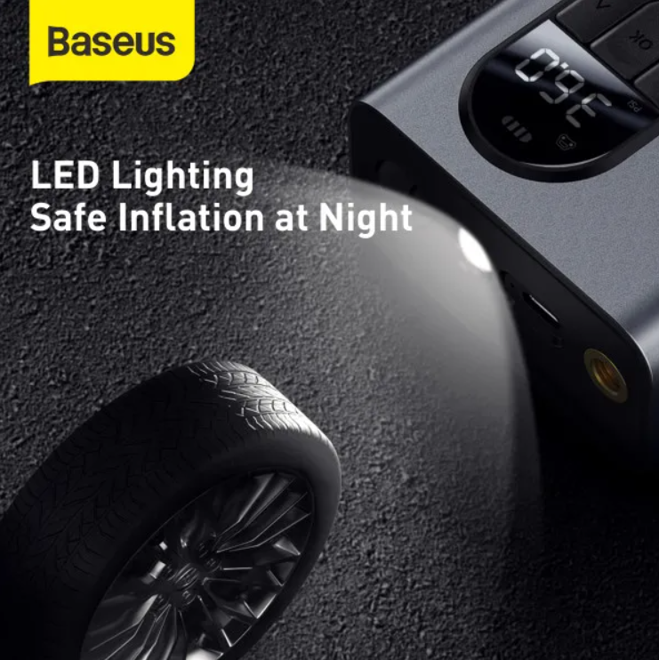 Насос автомобільний BASEUS Energy Source Inflator Pump Tarnish з LED-ліхтарем 7500 mAh Сірий (CRCQB02-0A) - фото 15