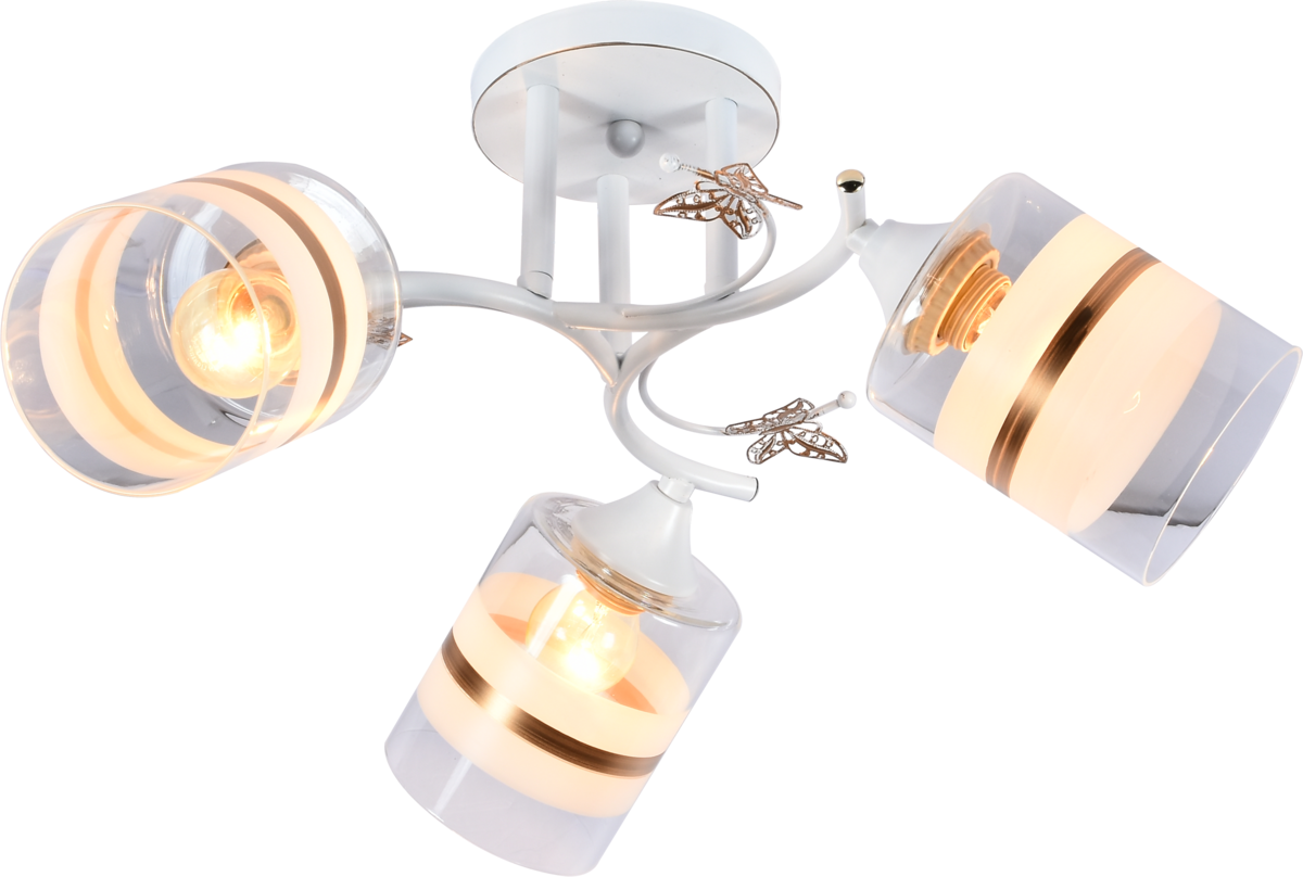 Люстра потолочная Light House SRS-20733/3 плафон прозрачный/белый с золотым Белый/Золотой