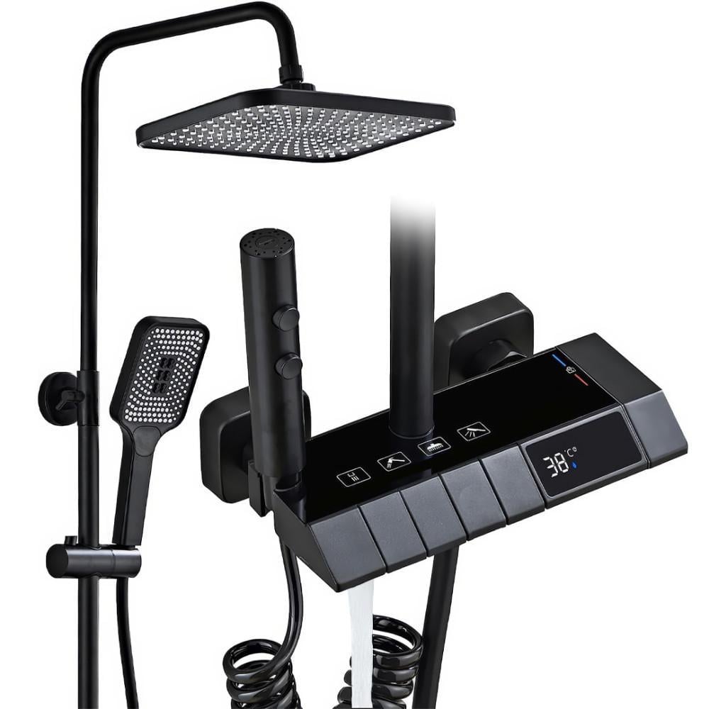Душевая система для ванной из нержавеющей стали с LED-дисплеем и цифровым термостатом Черный (AA6-7) Душевая система для ванной из нержавеющей стали с LED-дисплеем и цифровым термостатом Черный (AA6-7)