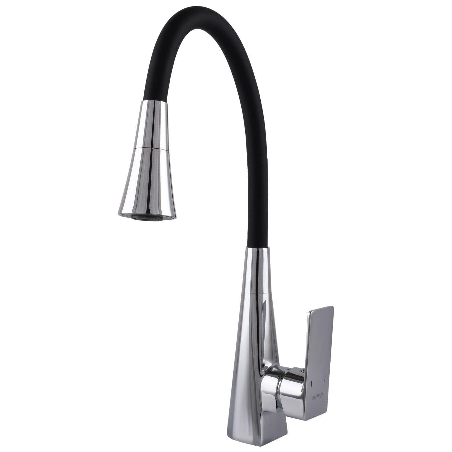 Смеситель для кухни Globus Lux Niagara с гибким изливом Хром/Черный (GLN-0203SM-00)