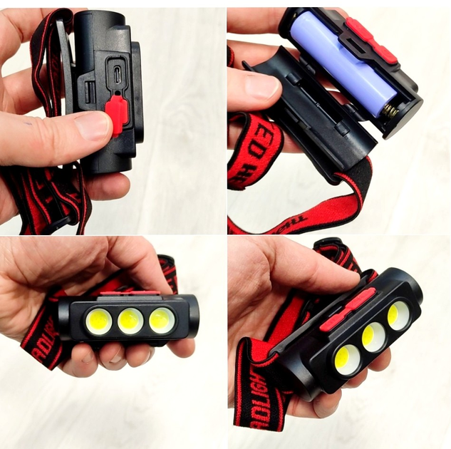 Налобний ліхтар на голову з акумулятором BL-2119C вологостійкий Червоний (26859365) - фото 2 Налобний ліхтар на голову з акумулятором BL-2119C вологостійкий Червоний (26859365) - фото 2