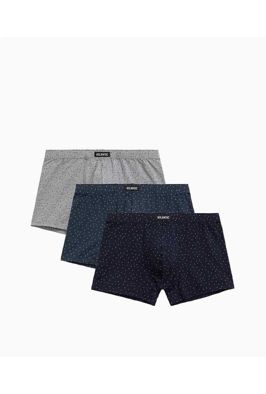 Набор трусов-боксеров мужских Atlantic 3MH-199 низкой посадки хлопковых 3 шт. M Темно-синий/Синий/Серый меланж (2403379338) Набор трусов-боксеров мужских Atlantic 3MH-199 низкой посадки хлопковых 3 шт. M Темно-синий/Синий/Серый меланж (2403379338)