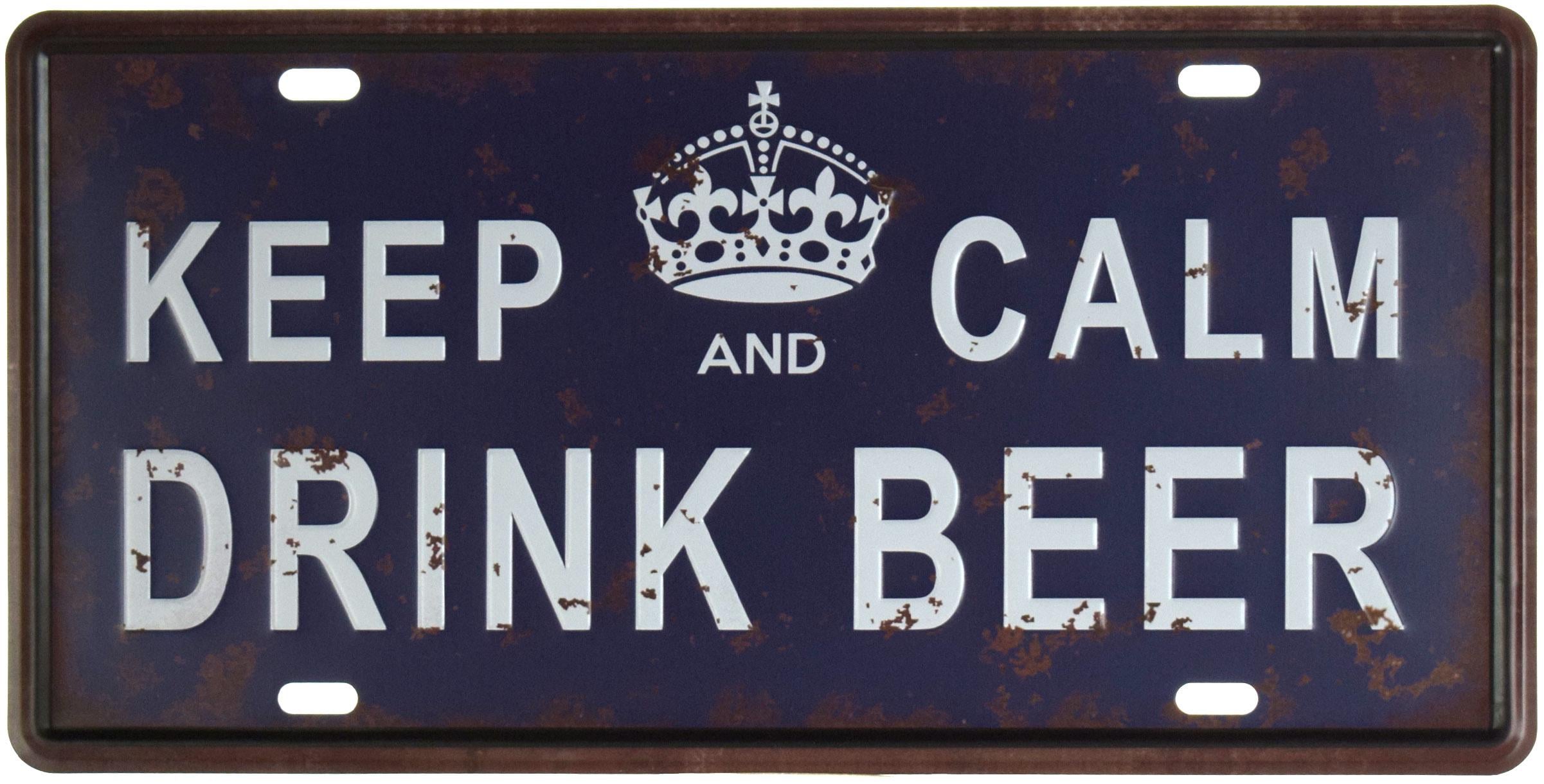 Табличка металева Зберігайте Спокій І Пийте Пиво Британська Корона/Keep Calm And Drink Beer 15x30 см