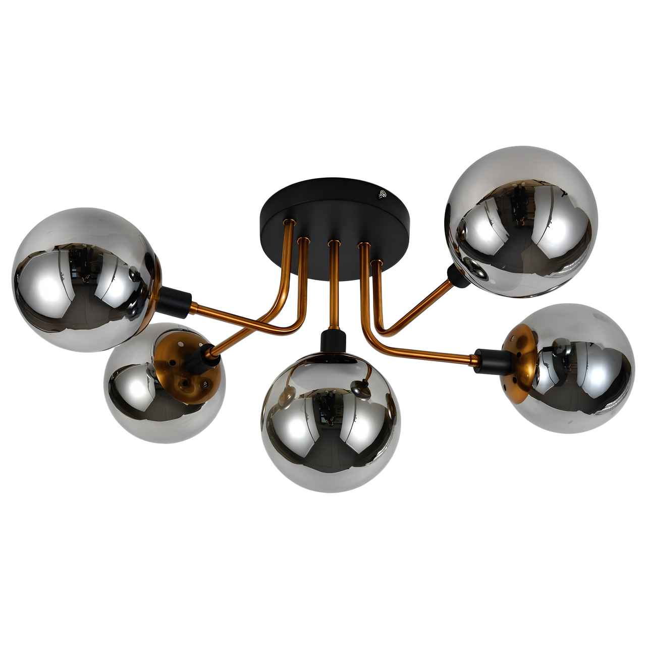 Люстра Sirius со сферическими затемненными плафонами под пять ламп Е27 Черный/Золотой (DX2101-5 BK+GD)
