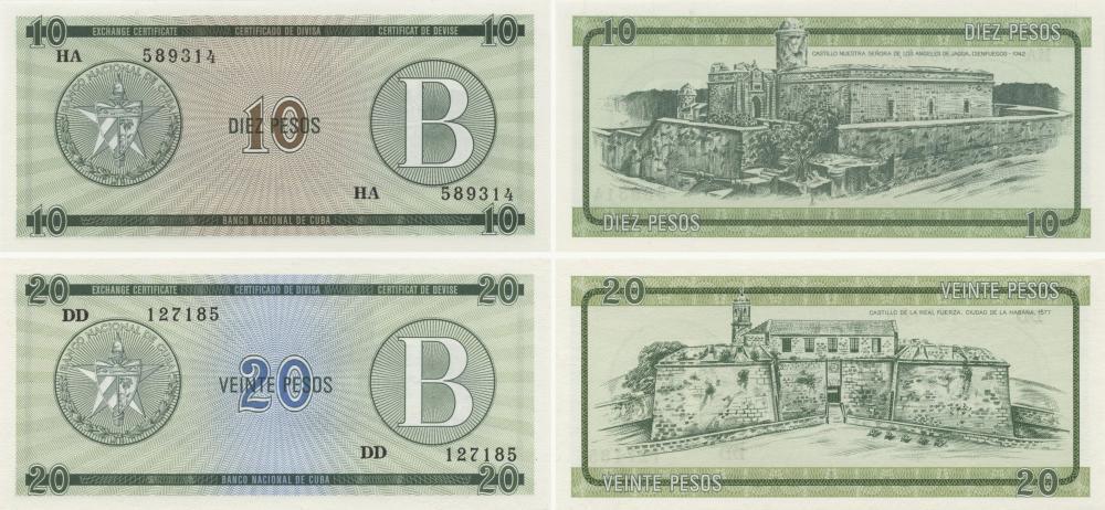 Коллекционная банкнота Куба набор из 2 банкнот UNC серия C (Б03922)