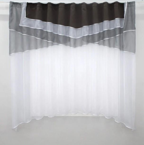 Тюль арка на кухню шифон/блекаут 280х170 см Серый/Белый (00к 59-810) Тюль арка на кухню шифон/блекаут 280х170 см Серый/Белый (00к 59-810)