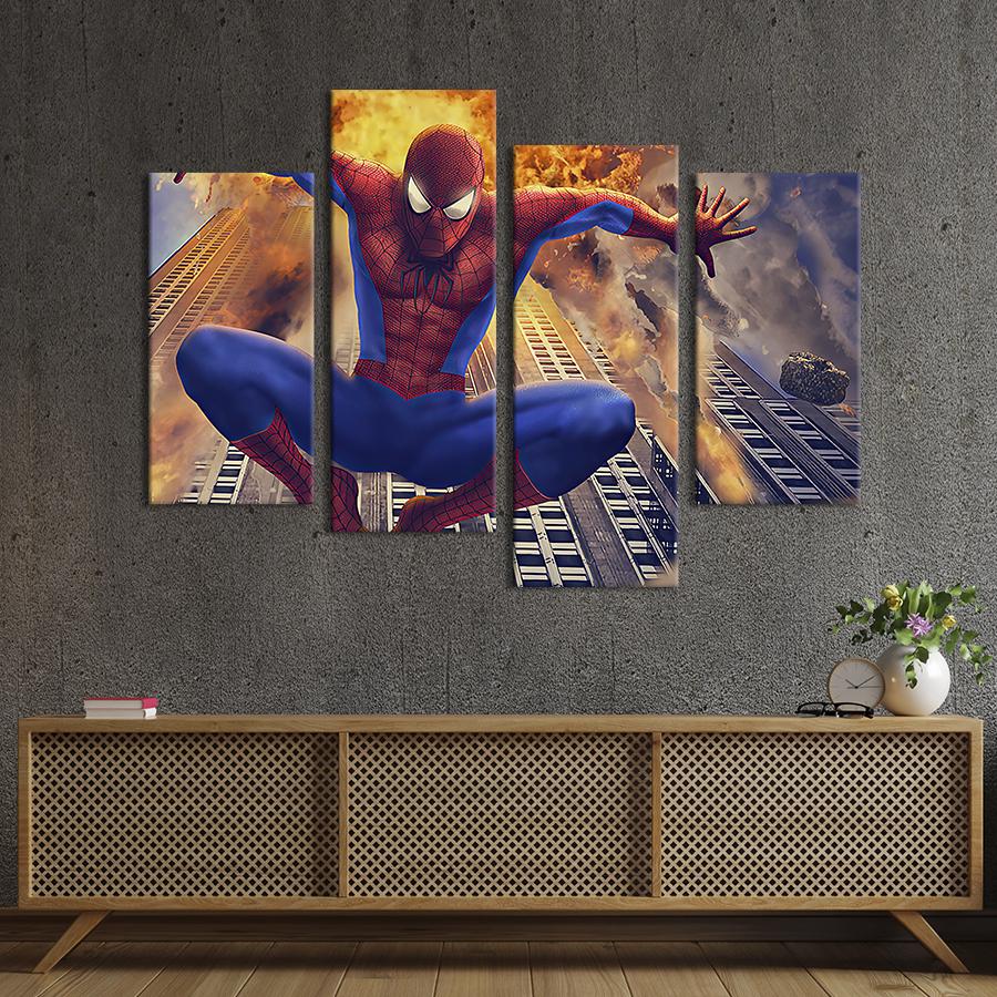 Картина модульная из 4 частей Крутой прыжок Человека-паука M 89x56 см (744-42)