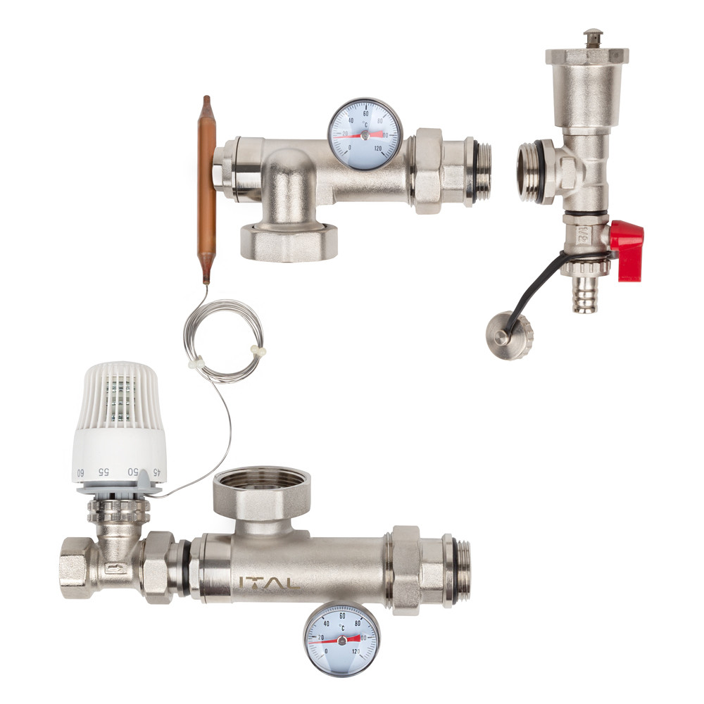 Насосно-смесительный узел для теплого пола ITAL MG1-A 1x3/4 термостатический прямой клапан без насоса (SQ-1047064)