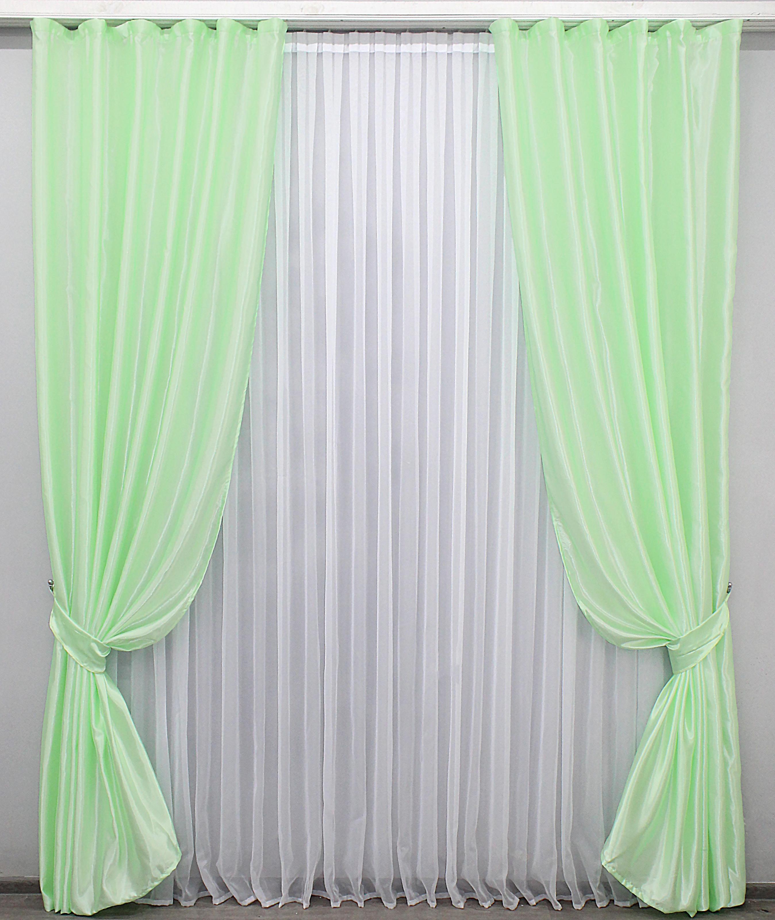 Комплект штор VR-Textil Атлас № 739ш 150х270 см 2 шт. Салатовый (30-522)
