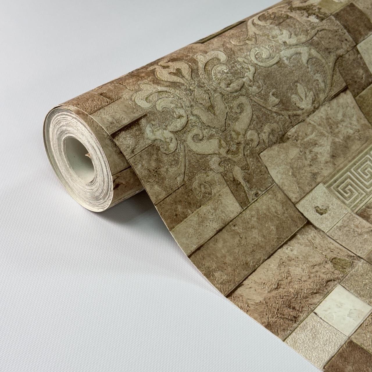 Шпалери вінілові на паперовій основі миючі під камінь 0,53x10,05 м Коричневий (5792-02) - фото 5